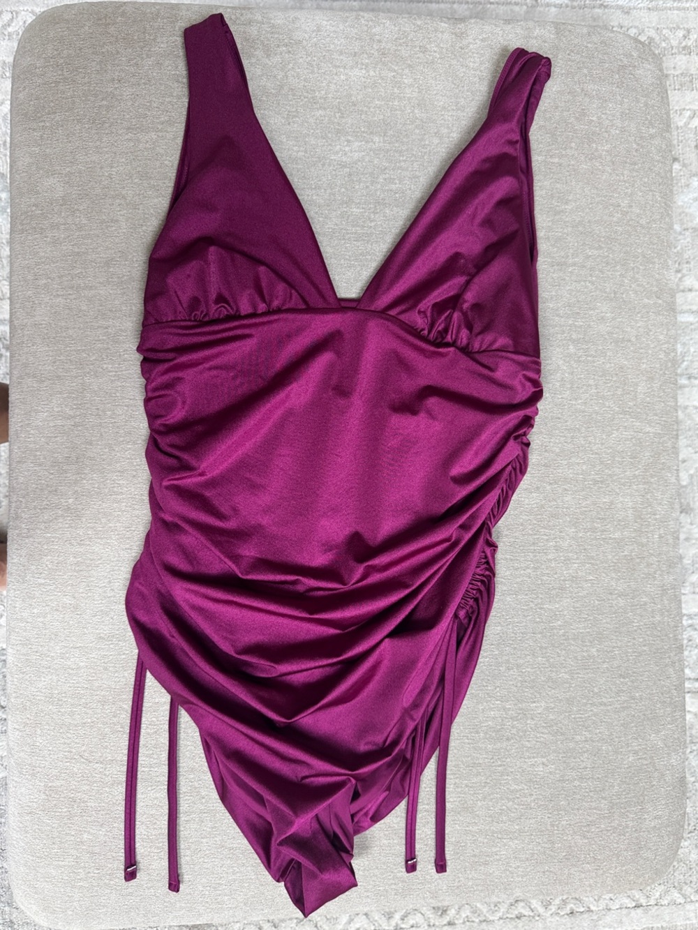Victoria's Secret Magenta Ruched One-Piece Swimsuit